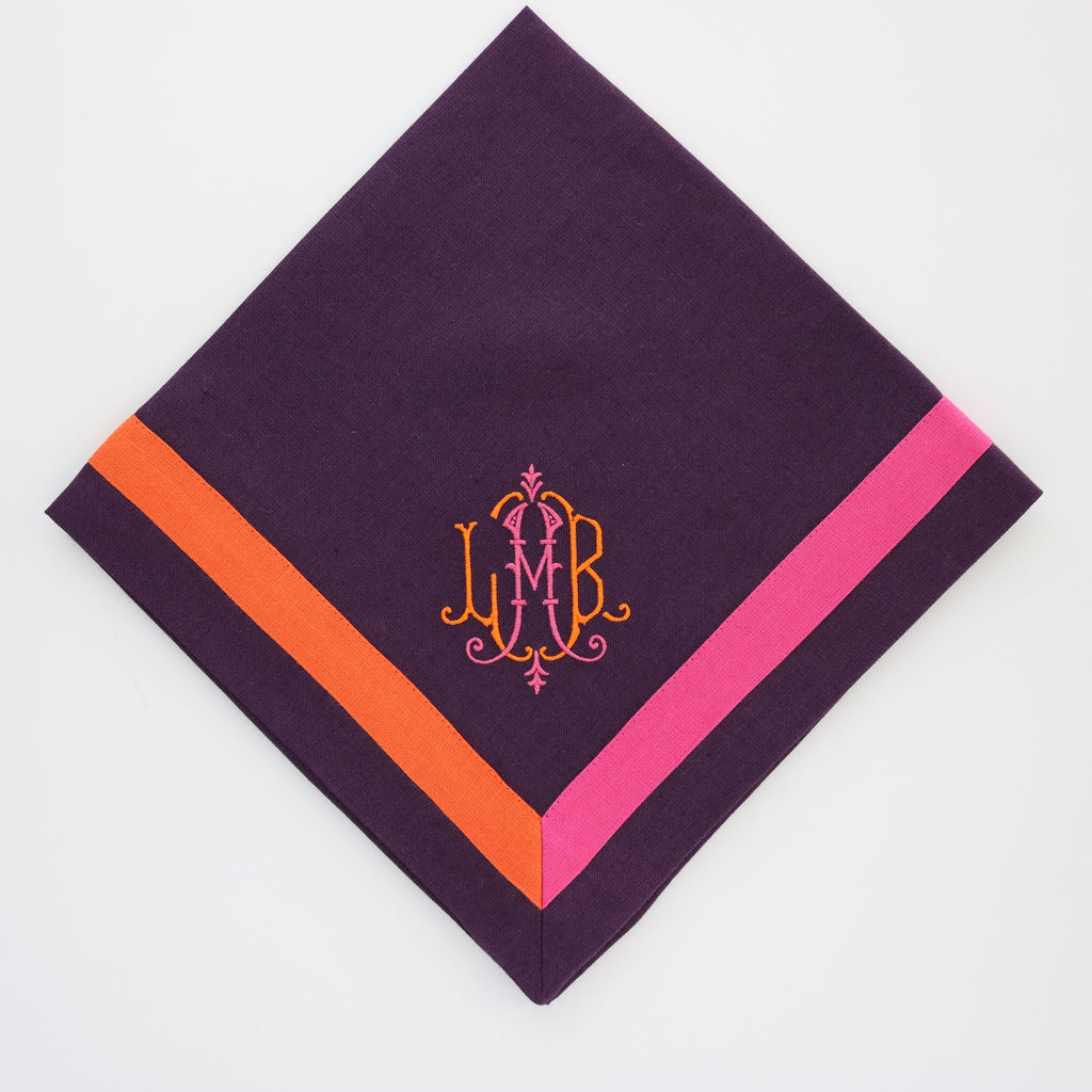 Two Tone Linen Band Trimmed Napkin