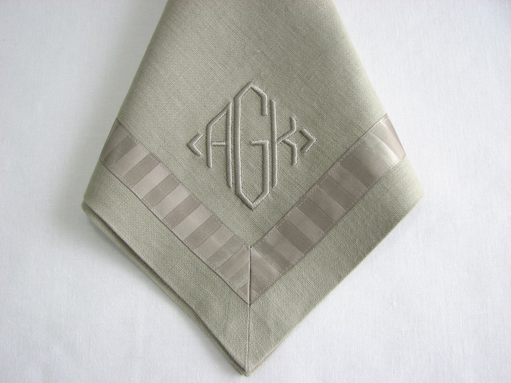 Satin Stripe Ribbon Trimmed Napkin