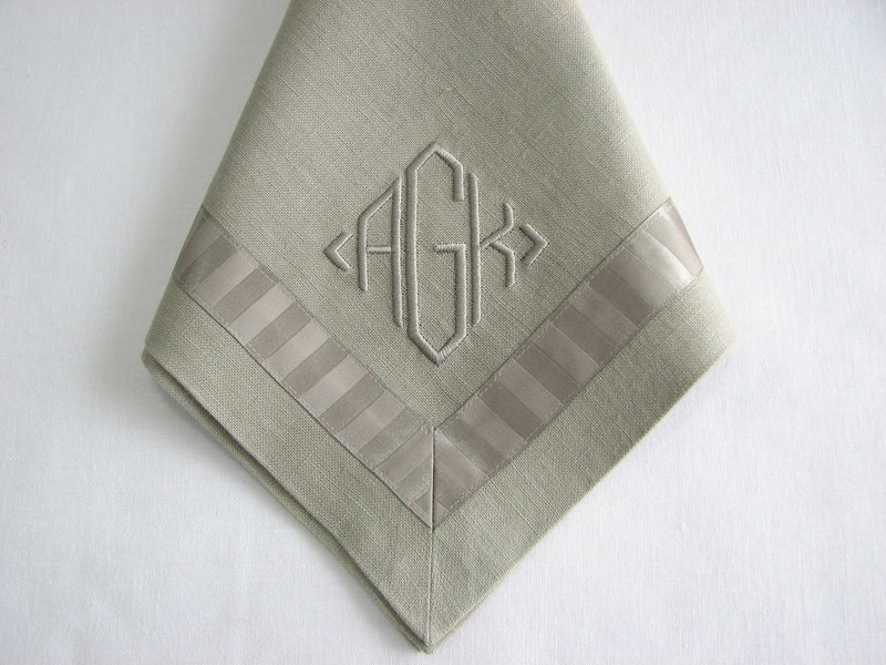 Satin Stripe Ribbon Trimmed Napkin