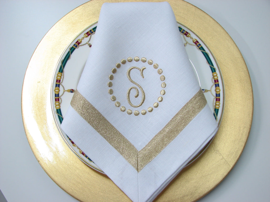 Gold Metallic. Twill Tape Trimmed Napkin