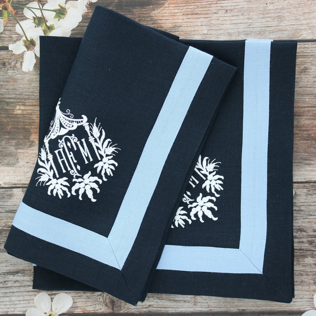 Linen Inset Band Trimmed Napkin