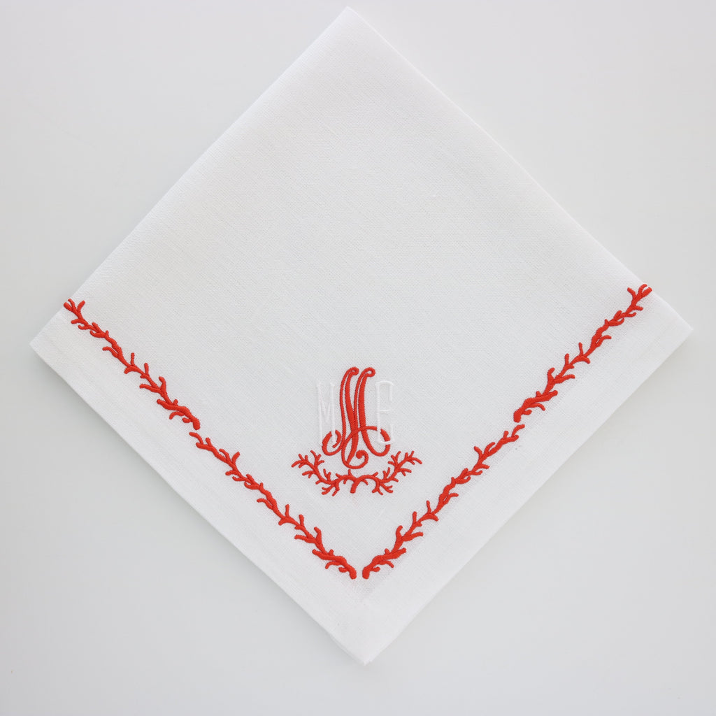 Coral Embroidered Napkin