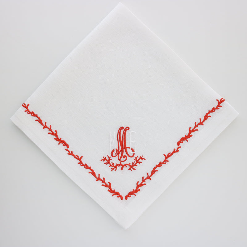 Coral Embroidered Napkin