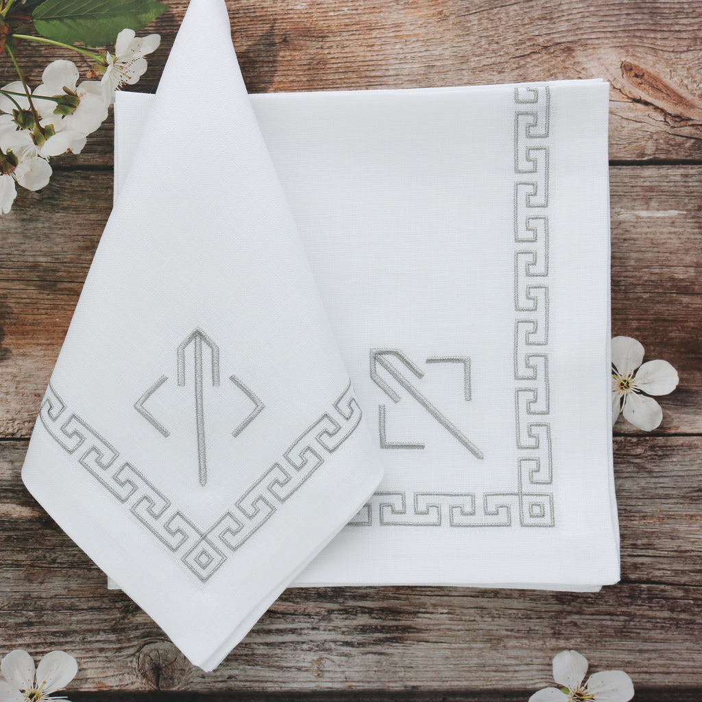 Greek Key Embroidered Napkin