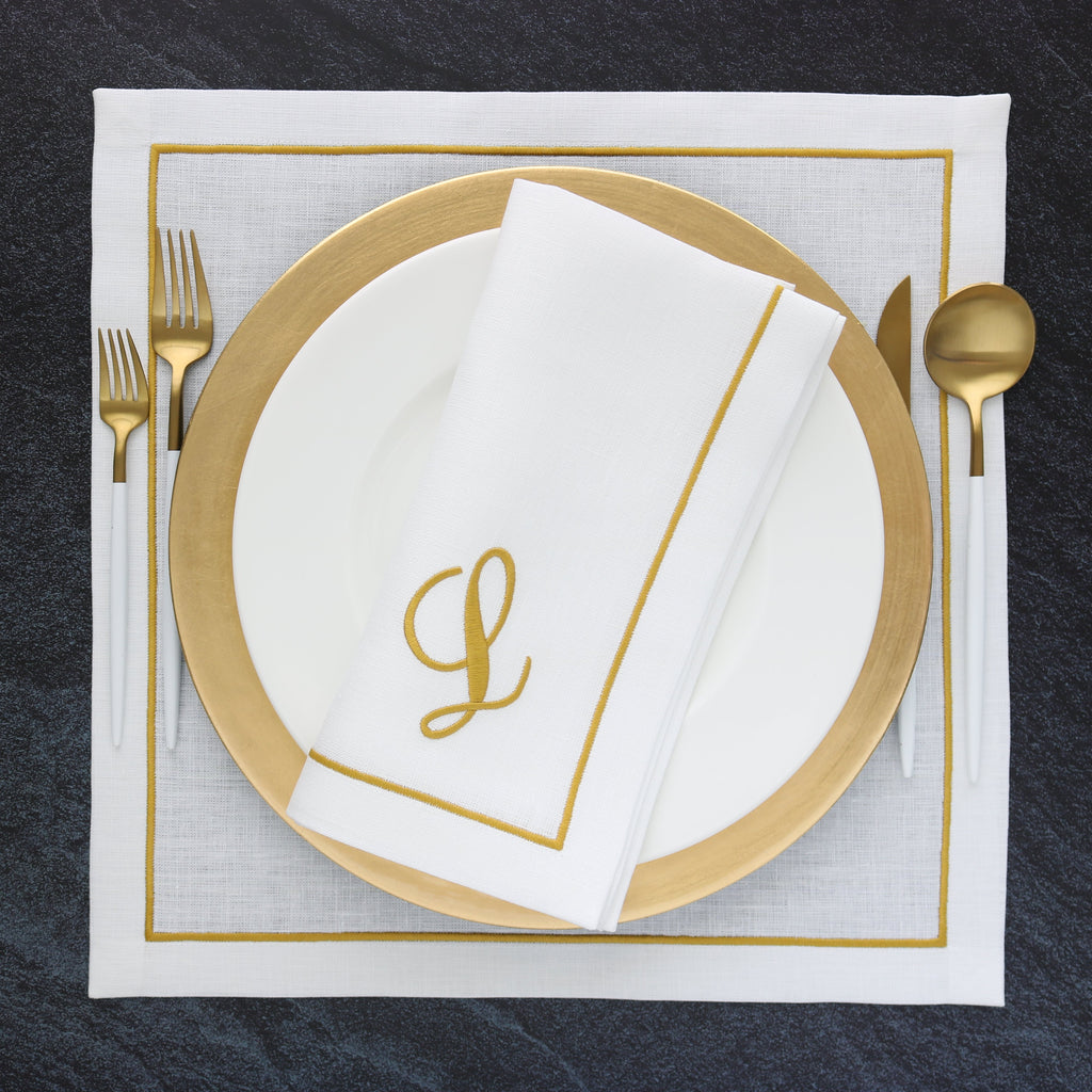 Satin Embroidered Stripe Napkin