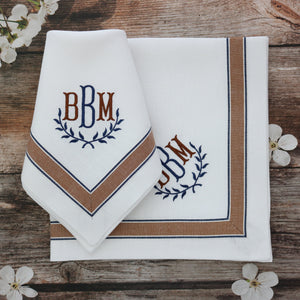 Ticking Stripe Ribbon Trimmed Napkin