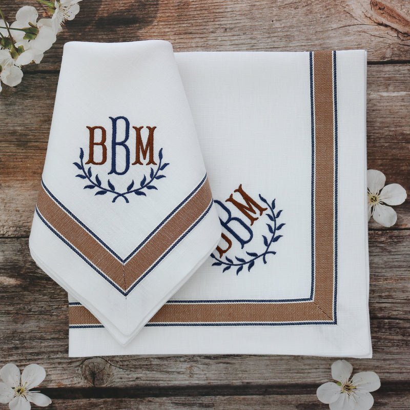 Ticking Stripe Ribbon Trimmed Napkin